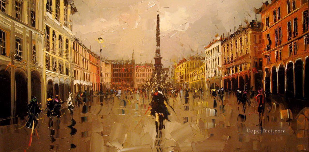 Kal Gajoum Piazza Narvona with palette knife Oil Paintings